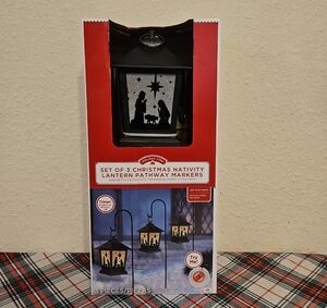 Holiday Time LED Illumination Nativity Lantern Pathway Markers Set